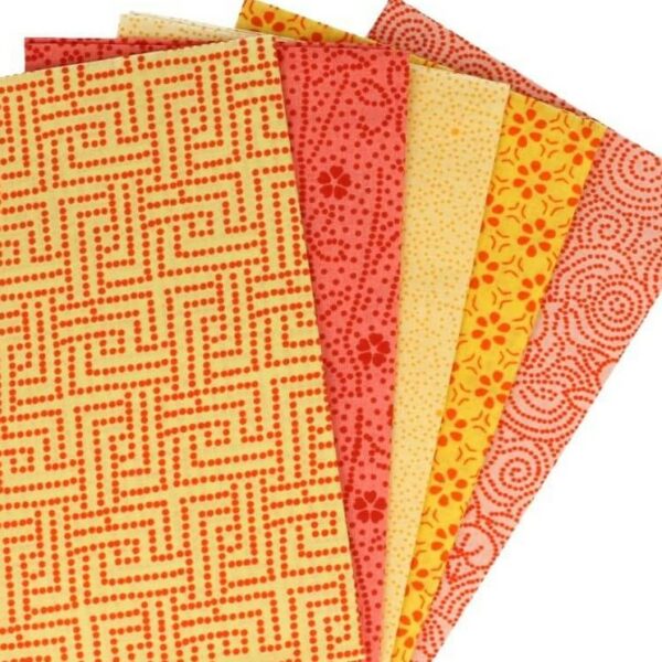 5 pièces Patchwork tissu jaune, orange 50x57cm, 100% coton mixtes coupon pour Loisir Créatifs