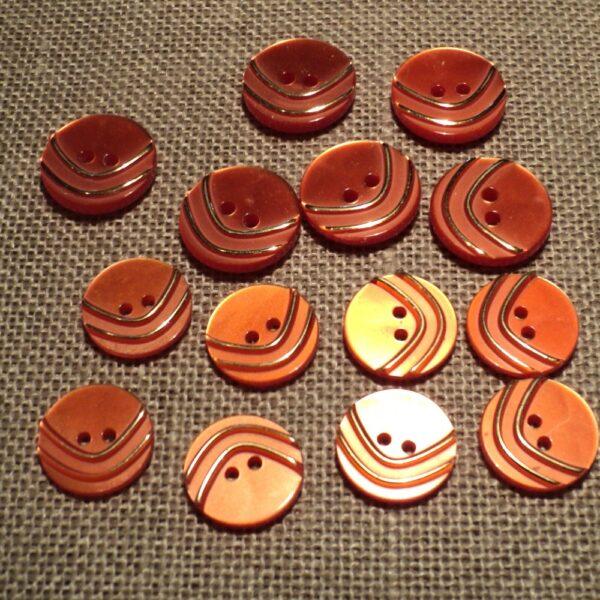Lot de 14 boutons orange 13mm 11mm avec 2 trous