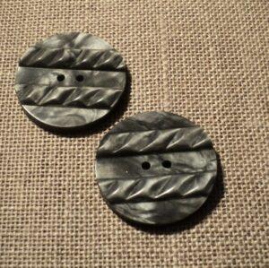 Lot de 2 boutons gris 26mm avec 2 trous