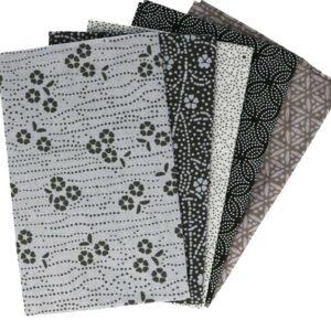 5 pièces Patchwork tissu gris noir 50x57cm, 100% coton mixtes coupon pour Loisir Créatifs