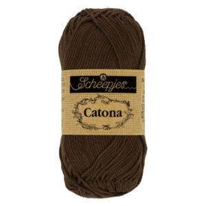 Catona Marron Foncé fil coton à tricoter, crocheter 50g pour les amigurumis, vestes, pulls, foulard Scheepjes 162 Black Coffee