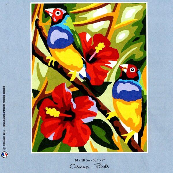 Kit Canevas Les oiseaux 14x18cm demi point croix Margot 766-602499