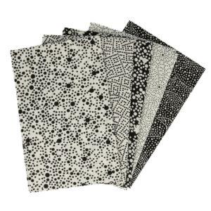 5 pièces Patchwork tissu noir/écru fleurs, 50x57cm, 100% coton mixtes coupon pour Loisir Créatifs