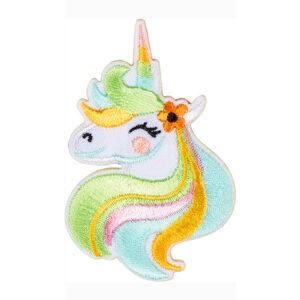 Écusson Thermocollant la licorne 4.5x6.5cm l'unicorne vert, bleu, rose, jaune