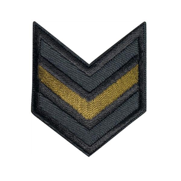 Écusson Thermocollant rayures militaire armée 5.0 x 5.5cm Noir, gris foncé doré