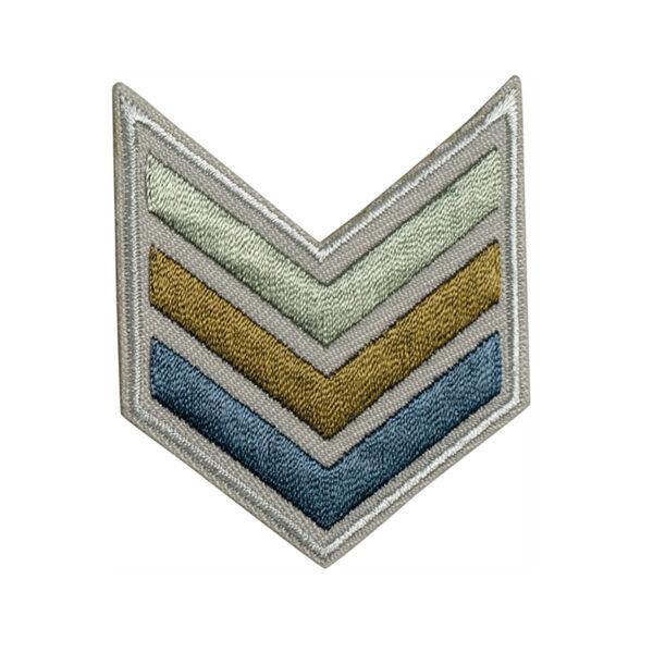 Écusson Thermocollant rayures militaire armée 5.0 x 5.5cm gris clair, bleu, vert chasse et vert