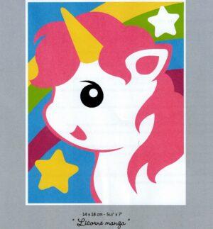 Kit Canevas La Licorne manga 14x18cm demi point croix Margot 766-6024175