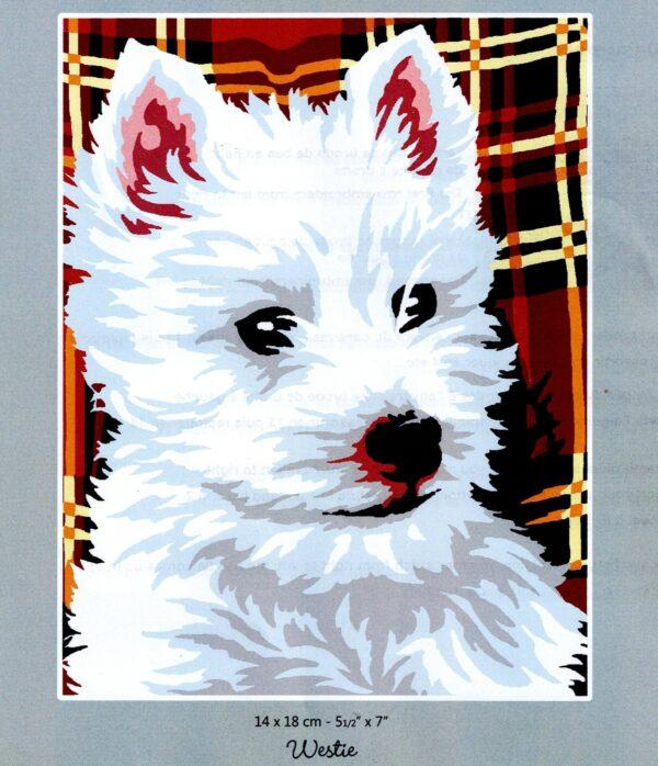 Kit Canevas Westie 14x18cm demi point croix Margot 766-602497 West Highland White Terrier