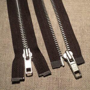 Fermeture séparable Marron Métal argenté 30-35-40-45-55-60-65-70-75cm YKK